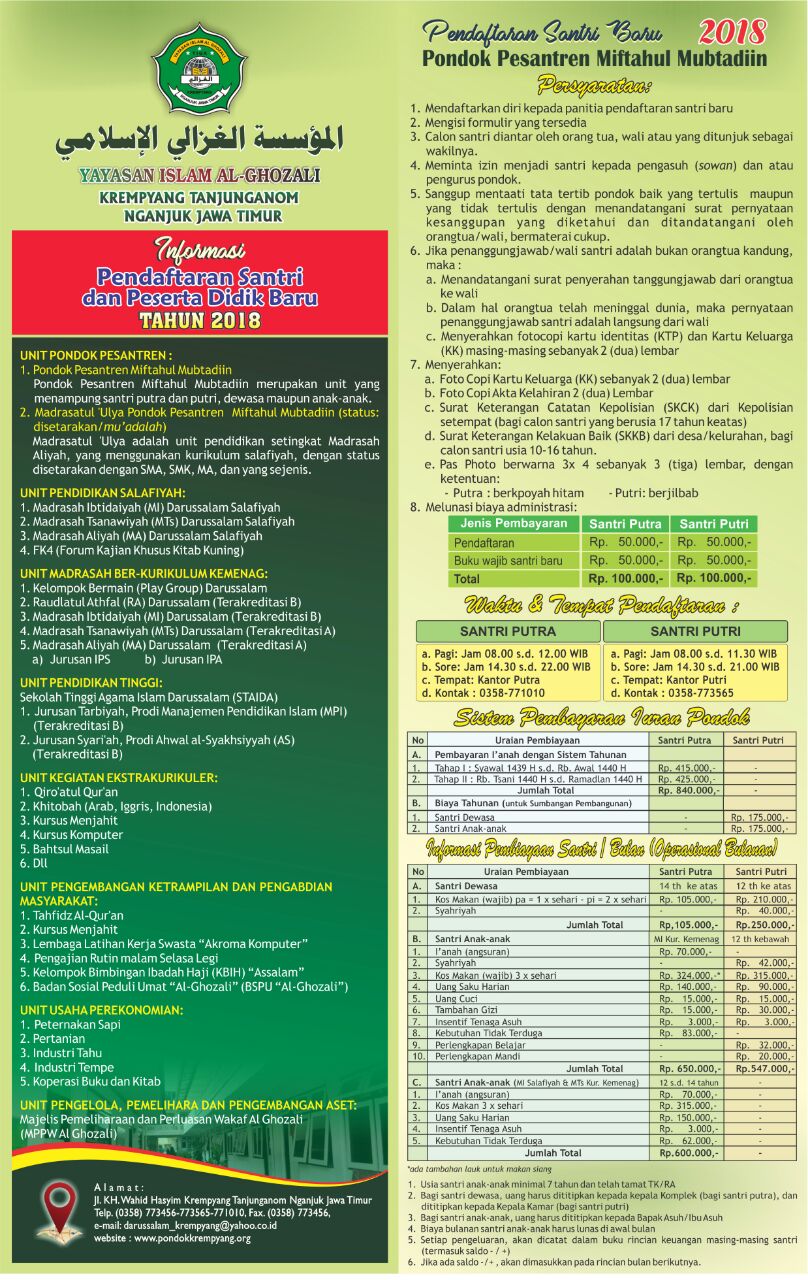 Pendaftaran Santri Baru 2018